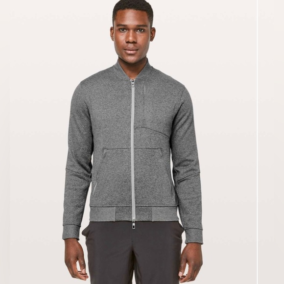 Lululemon Men’s City Sweat Bomber Thermo Heathered Light Cast Grey Jacket size L - Picture 1 of 8